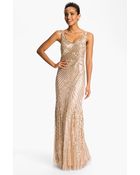 Aidan Mattox Sequin Vback Mesh Gown - Lyst