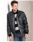 Calvin Klein Faux Leather Sherpa Lined Bomber Jacket - Lyst