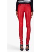 Alice + Olivia Skinny Red Leather Pants - Lyst