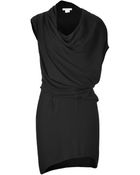 Helmut Lang Black Asymmetrical Draped Dress - Lyst