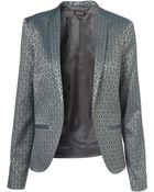Topshop Jacquard Collarless Jacket - Lyst