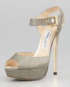 Jimmy Choo Linda Glittered Platform Sandal - Lyst