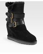 Ash Yes Suede Leather Wedge Boots - Lyst