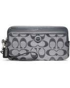 Coach Poppy Signature Sateen Metallic Double Zip Wallet - Lyst