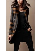 Burberry Brit Midlength Woven Check Wool Trench Coat - Lyst