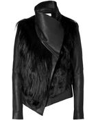 Helmut Lang Black Combo Leather Fur Jacket - Lyst