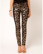 Asos Skinny Jeans in Metallic Baroque Print - Lyst