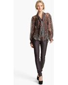 L'Agence Print Tie Neck Blouse - Lyst