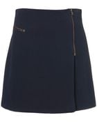 Topshop Navy Zip Wrap Aline Skirt - Lyst