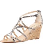 Alexandre Birman Strappy Python Wedge Sandal - Lyst