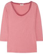 Clu Silktrimmed Cottonblend Top - Lyst