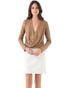 10 Crosby Derek Lam Foiled Wrap Front Blouse - Lyst