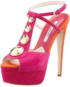 Brian Atwood Clizia Studded Suede Sandal - Lyst