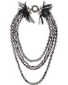 Lanvin Tullecovered Faux Pearl and Glass Crystal Necklace - Lyst