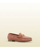 Gucci Terracotta Suede Loafer - Lyst