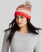 Juicy Couture Luxe Jacquard Beanie with Faux Fur Pom - Lyst