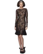 Oscar de la Renta Lace Dress with Flared Hem - Lyst