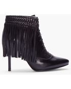 Balmain Black Leather Fringed Ankle Boot - Lyst