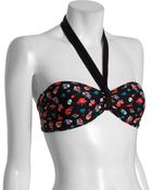 DKNY Black Floral Print Bandeau Halter Bikini Top - Lyst