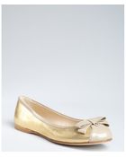 Fendi Gold Metallic Leather and Patent Bow Ballet Flats - Lyst