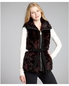 Miss Sixty Wine Faux Fur Zip Front Belted Vest - Lyst
