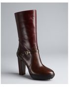 Tod's Brown Leather Mid-Calf Platform Boots - Lyst