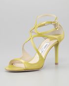 Jimmy Choo Ivette Patent Strappy Sandal Citrine - Lyst