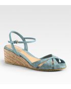 Gucci Penelope Leather Espadrille Wedge Sandals - Lyst