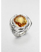 David Yurman Citrine Diamond Sterling Silver Ring - Lyst