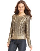 Michael Kors Metallic Cable Knit Sweater - Lyst