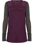 Victoria Beckham Silk Body Jersey Sleeve Tee - Lyst