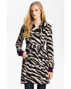 Anne Klein Zebra Print Trench Coat Petite - Lyst