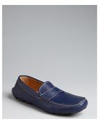 Prada Royal Blue Leather Penny Loafers - Lyst