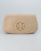 Tory Burch Glitter Logo Clutch Bag Light Gold - Lyst