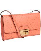 Michael Kors Gia Clutch Wlock Ostrich - Lyst