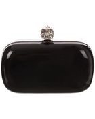 Alexander McQueen Black Patent Skull Box Clutch - Lyst