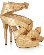 Charlotte Olympia Andrea Metallic Brushedleather Sandals - Lyst