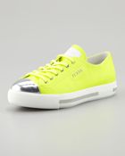 Prada Metallic Captoe Neon Platform Sneaker - Lyst