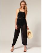 Asos Asos Pleat Front Chiffon Beach Jump - Lyst