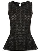Topshop Circle Embellished Peplum Top - Lyst