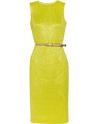 Michael Kors Belted Brocade Dress - Lyst