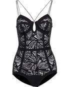 Willow Lasercut Stretchcrepe Bodysuit - Lyst
