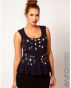 Asos Curve Peplum Top with Jewel Embellishment - Lyst