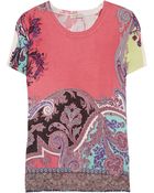 Etro Printed Stretch Knit Silk Top - Lyst
