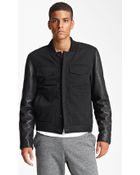 T By Alexander Wang Cotton Leather Bomber Jacket - Lyst