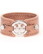 Tory Burch Metallic Logo Double Snap Cuff - Lyst