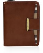 Burberry Dark Tan Cottonleather Halkin Ipad Case - Lyst