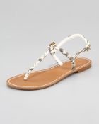 Tory Burch Alfie Snakeskin Thong Sandal - Lyst
