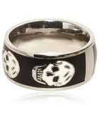 Alexander McQueen Enamel and Brass Skull Ring - Lyst