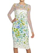 Versace Flower Devore On Viscose Cady Dress - Lyst